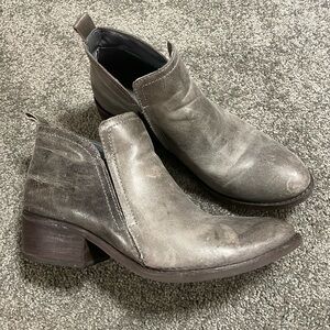 Gray distressed Leather Booties 7.5 Boots